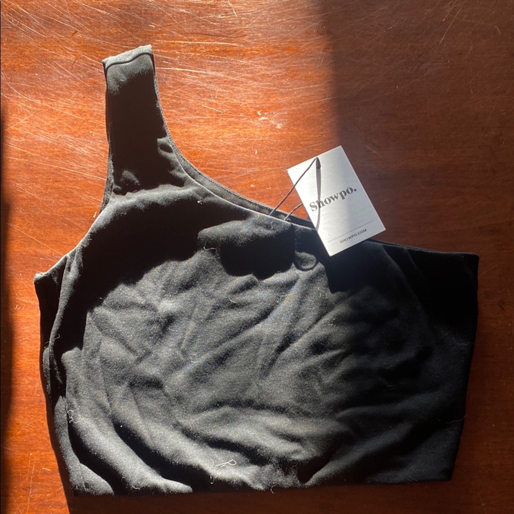 Showpo. Black One-Shoulder Crop Top